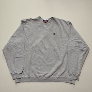 Champion Logo Embroidered Gray Pullover XXL Crew Neck Sweatshirt